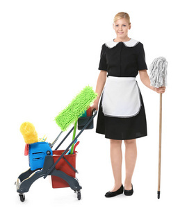 女服務(wù)員擦拭鏡 專業(yè)勞務(wù)服務(wù)的細節(jié)之美